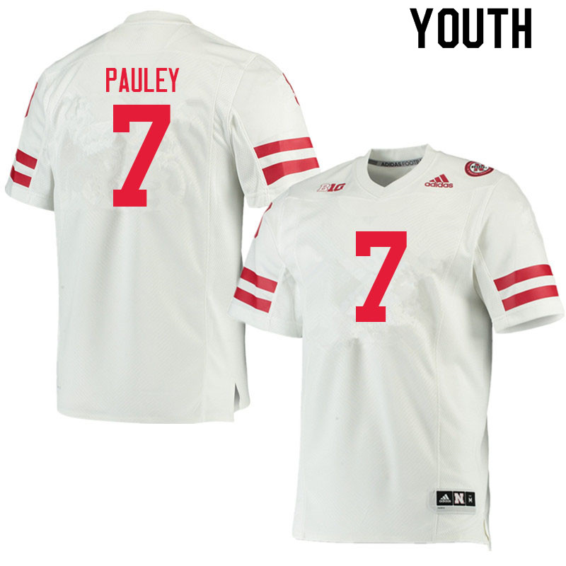 Youth #7 Mikey Pauley Nebraska Cornhuskers College Football Jerseys Sale-White - Click Image to Close